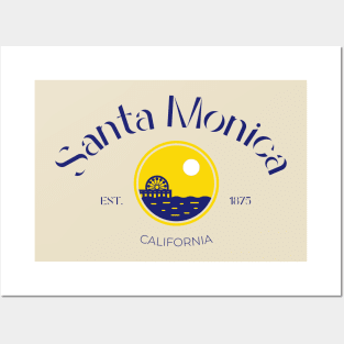 Santa Monica City California Beach Pier Print Posters and Art